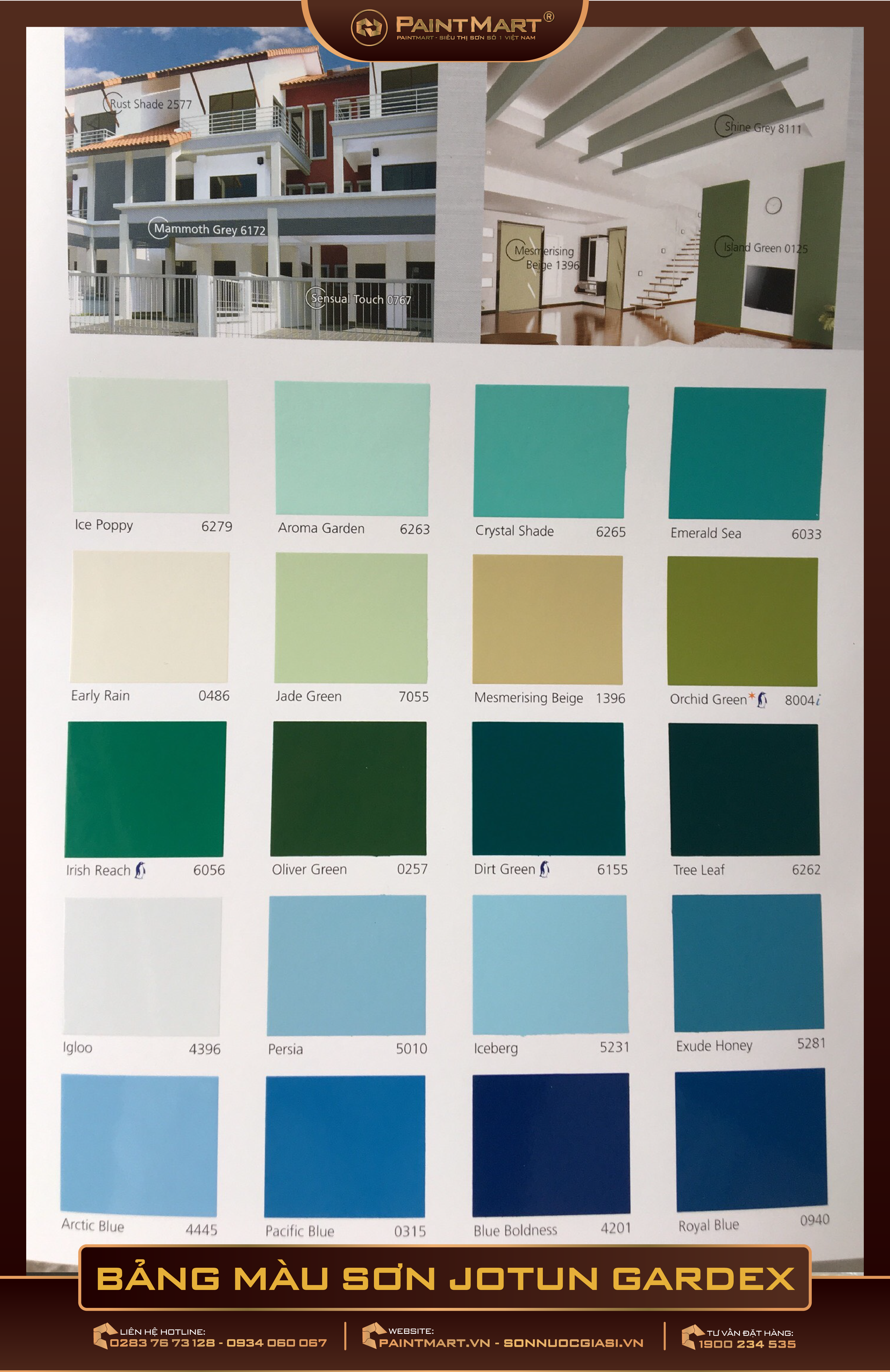 Bảng màu sơn Jotun Gardex: Chất lượng và đẳng cấp trong từng sắc màu. Không chỉ đơn thuần là bảng màu sơn, Jotun Gardex còn mang đến tinh thần sáng tạo và cá tính khi lựa chọn sơn cho ngôi nhà của bạn. Sự kết hợp giữa sự đa dạng, độ bền và tính thẩm mỹ tạo nên sản phẩm hoàn hảo cho không gian của bạn.