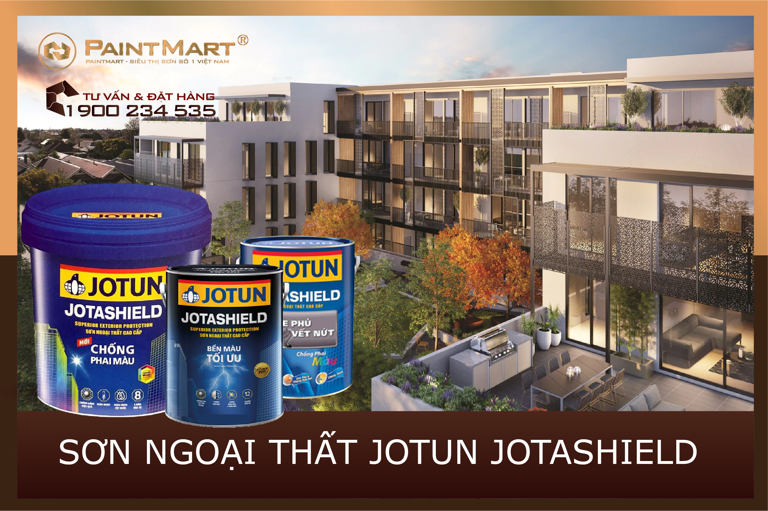 Sơn ngoại thất Jotun Jotashield: Hãy để Sơn ngoại thất Jotun Jotashield bảo vệ ngôi nhà của bạn khỏi tác động của thời tiết khắc nghiệt và đảm bảo nó sẽ duy trì vẻ đẹp của nó trong nhiều năm.